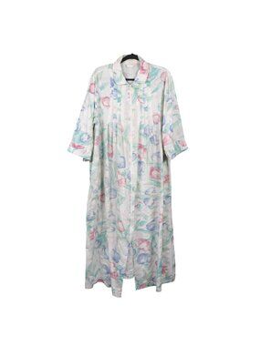 Appel VTG Floral Robe M Womens Full Zip Cotton Blend Short Sleeve Grammacore